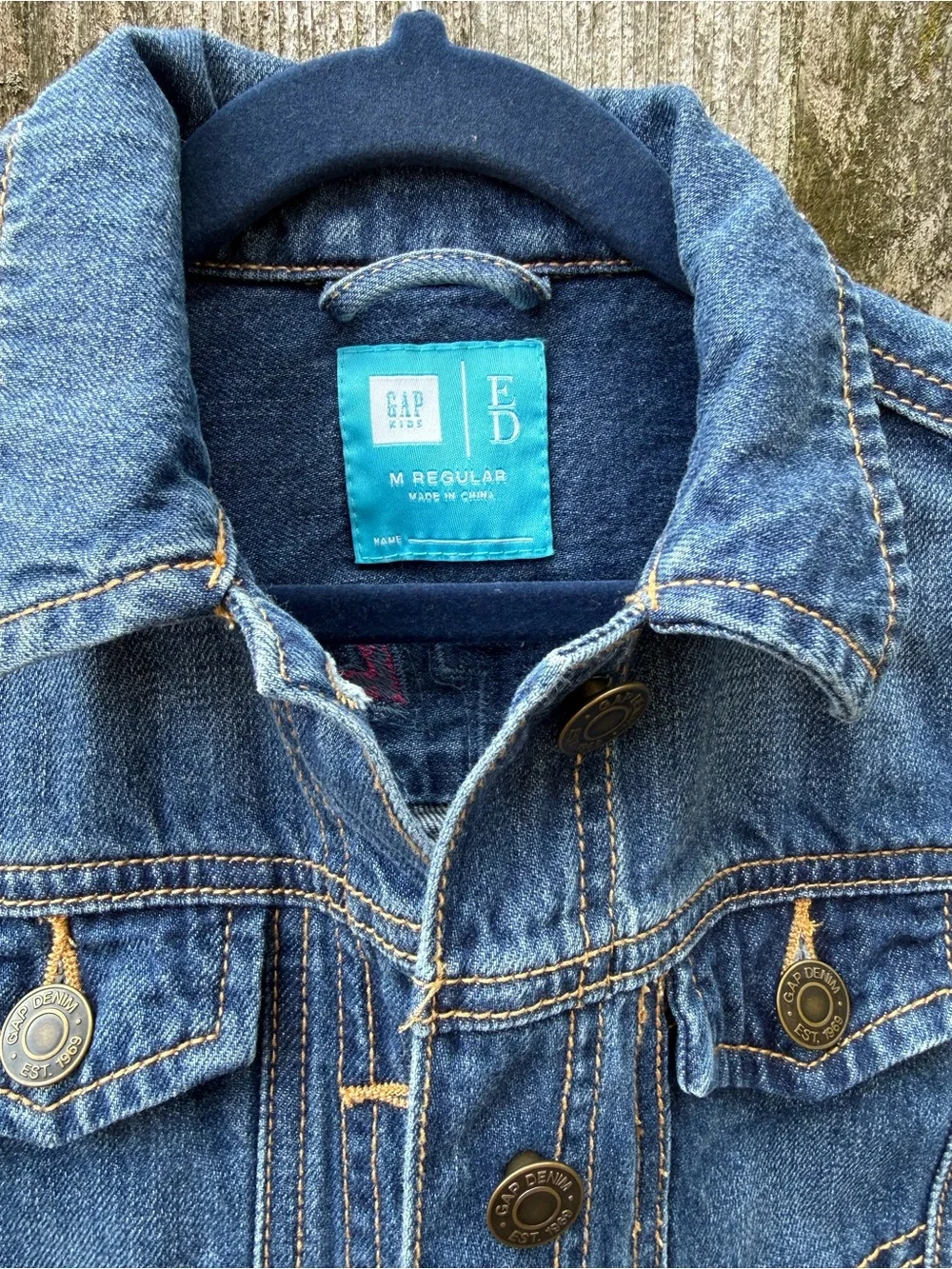 GAP Blue Denim Jacket with Artist back and Multicolor Paint Splatters